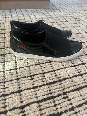 Marc Joseph Black Slip-On Patent & Neoprene Flats